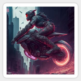 Cyberpunk Female Daredevil on A Bike Sticker